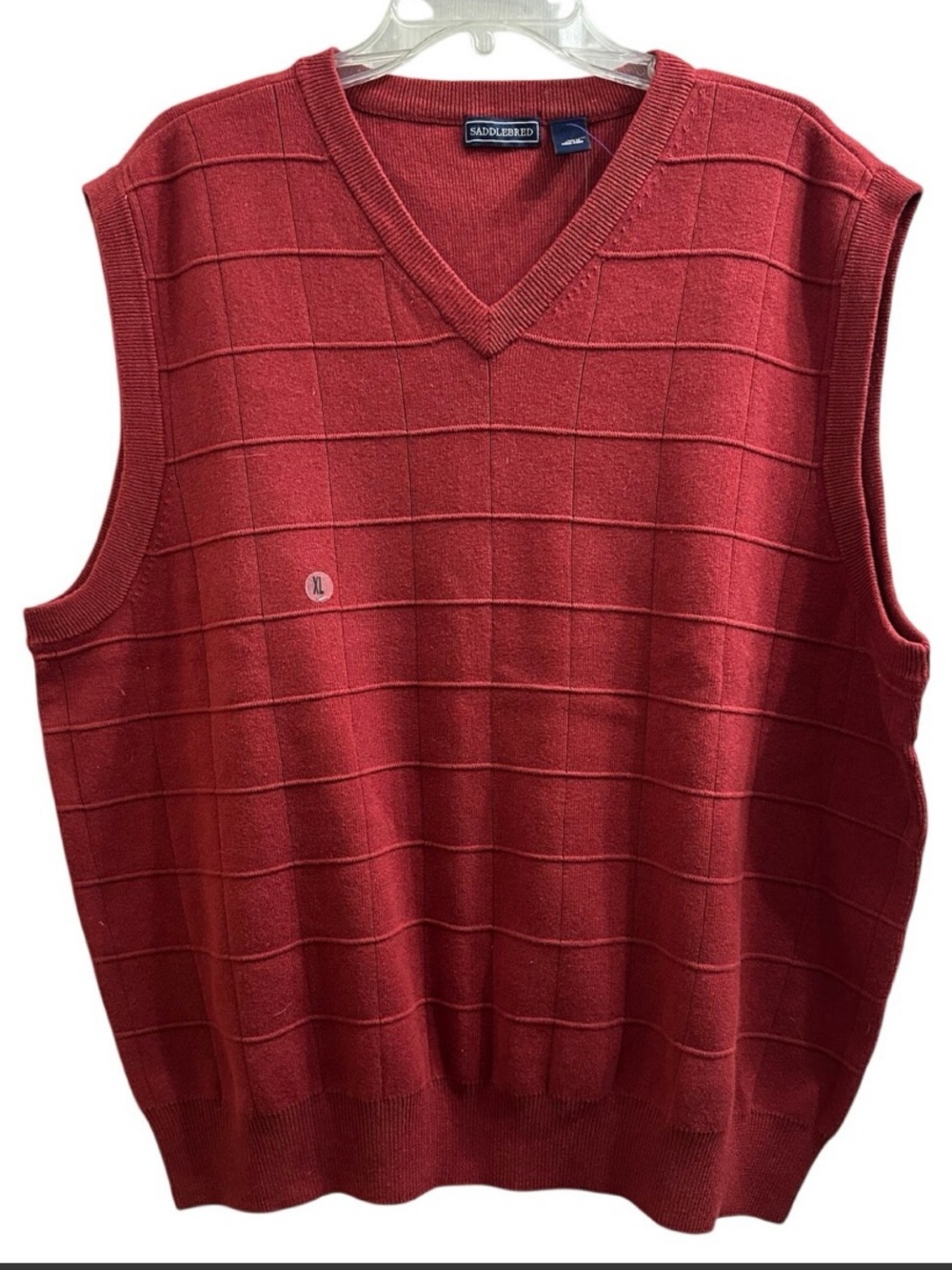 Saddlebred NWT Deadstock Vintage Red Grid Men’s Sweater Vest XL Sleeveless